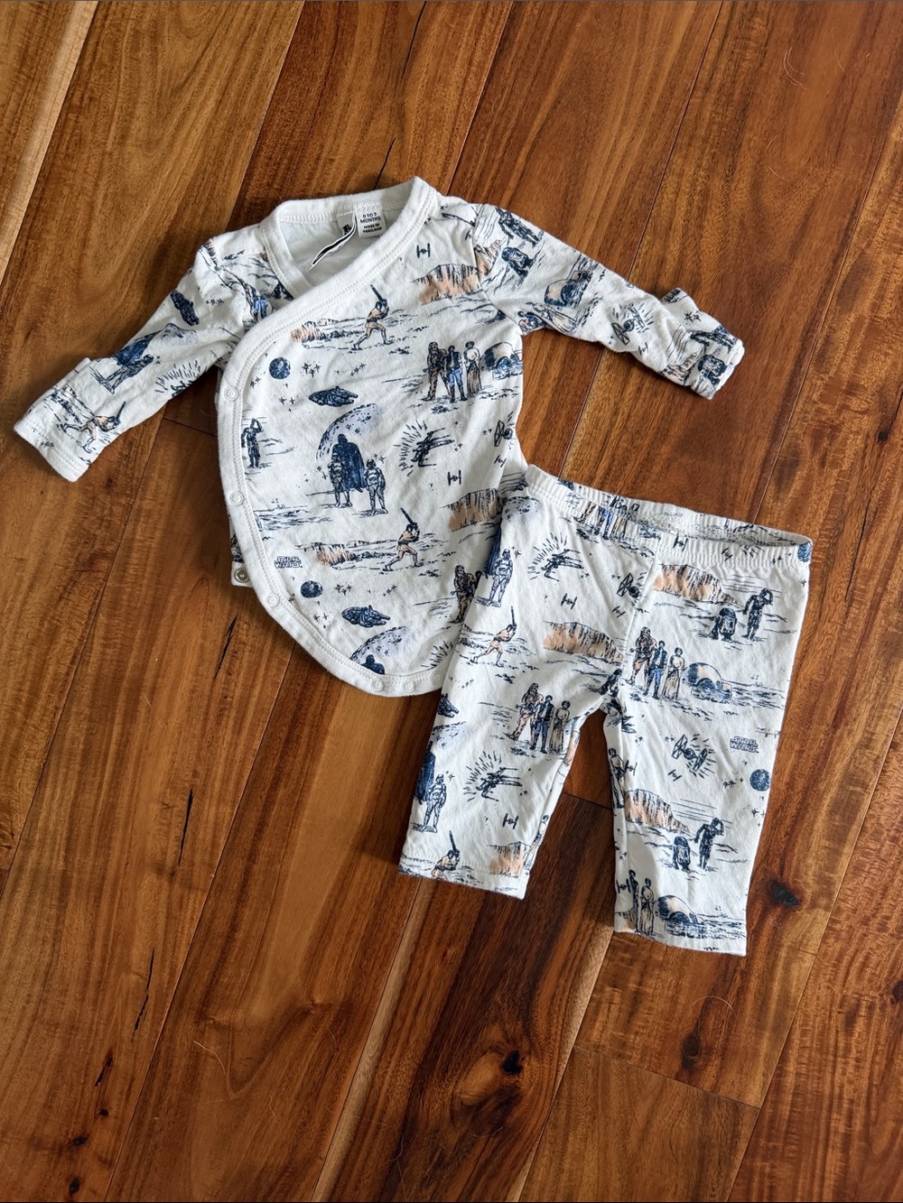 Janie and Jack Star Wars Illustrated Wrap Top & Pants Set 0-3 month